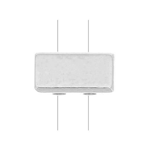 Perle en zamac forme rectangle 8x4 mm - Placage Argent fin vieilli x1