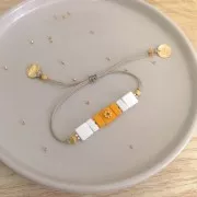 Perle en zamac forme rectangle 8x4 mm - Placage Argent fin vieilli x1