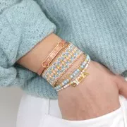 Mini breloque cadenas 9x4 mm - Doré à l'or fin x1