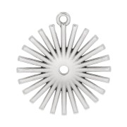 Pendentif soleil en zamac 29x26 mm - Placage Argent fin vieilli x1