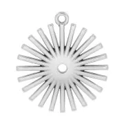 Pendentif soleil en zamac 29x26 mm - Placage Argent fin vieilli x1