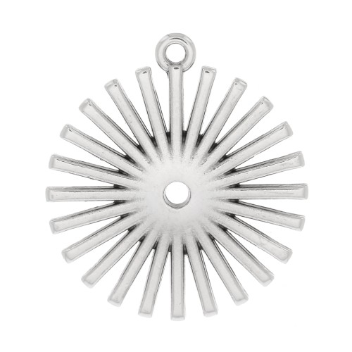 Pendentif soleil en zamac 29x26 mm - Placage Argent fin vieilli x1