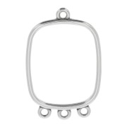 Pendentif chandelier rectangle avec 3 anneaux 30x23mm - Placage Argent fin vieilli