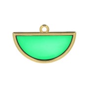 Pendentif demi-cercle résine époxy effet vitrail 18.5x30 mm - Doré - Vert x1|raw }}