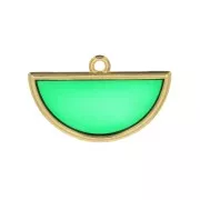 Pendentif demi-cercle résine époxy effet vitrail 18.5x30 mm - Doré - Vert x1