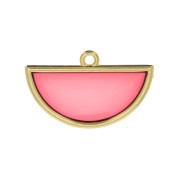 Pendentif demi-cercle résine époxy effet vitrail 18.5x30 mm - Doré - Rouge x1