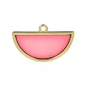 Pendentif demi-cercle résine époxy effet vitrail 18.5x30 mm - Doré - Rouge x1