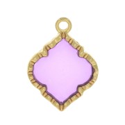 Pendentif forme orientale résine époxy effet vitrail 22.5x16 mm - Doré - Violet x1|raw }}
