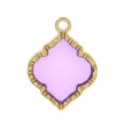 Pendentif forme orientale résine époxy effet vitrail 22.5x16 mm - Doré - Violet x1