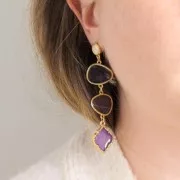 Pendentif forme orientale résine époxy effet vitrail 22.5x16 mm - Doré - Vert x1