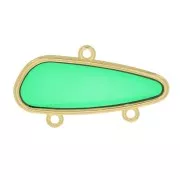 Pendentif chandelier géométrique résine époxy effet vitrail 18x35mm Doré - Vert x1