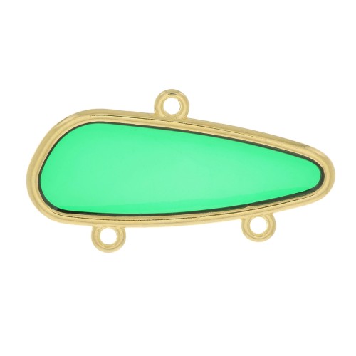 Pendentif chandelier géométrique résine époxy effet vitrail 18x35mm Doré - Vert x1