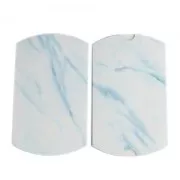 Emballage berlingot en carton motif marbré pour bijoux 16.5x10x3cm Blanc - Bleu x1
