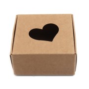 Boîte cadeau en carton à monter soi-même avec coeur évidé 7.5x7.5x3 cm - Kraft x1