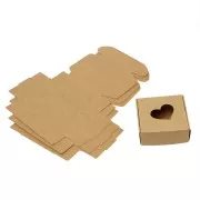Boîte cadeau en carton à monter soi-même avec coeur évidé 7.5x7.5x3 cm - Kraft x1