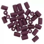 Perles tubes style Heishi en céramique 5x8 mm - Prune mat x10