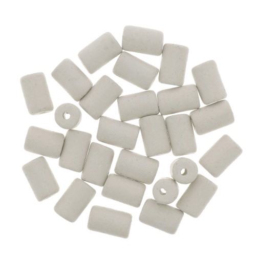 Perles tubes style Heishi en céramique 5x8 mm - Blanc mat x10