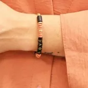 Perles tubes style Heishi en céramique 5x8 mm - Orange corail mat x10