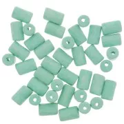 Perles tubes style Heishi en céramique 5x8 mm - Vert turquoise mat x10
