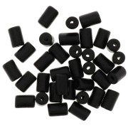 Perles tubes style Heishi en céramique 5x8 mm - Noir mat x10