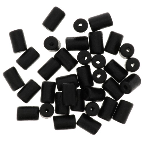 Perles tubes style Heishi en céramique 5x8 mm - Noir mat x10