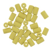 Perles tubes style Heishi en céramique 5x8 mm - Jaune mat x10|raw }}