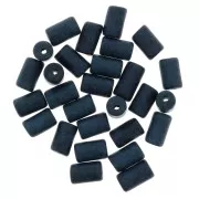 Perles tubes style Heishi en céramique 5x8 mm - Bleu canard mat x10