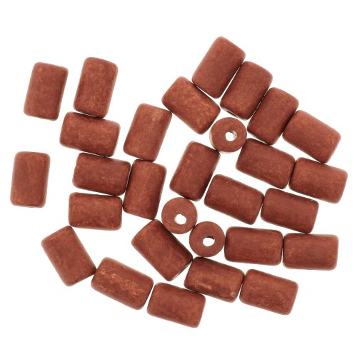 Perles tubes style Heishi en céramique 5x8 mm - Terracotta mat x10