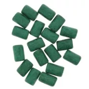 Perles tubes style Heishi en céramique 5x8 mm - Vert sapin mat x10