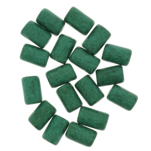 Perles tubes style Heishi en céramique 5x8 mm - Vert sapin mat x10