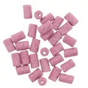 Perles tubes style Heishi en céramique 5x8 mm - Rose mat x10