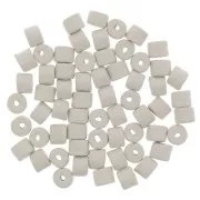 Perles tubes style Heishi en céramique 5x4 mm - Blanc mat x20
