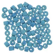 Perles tubes style Heishi en céramique 5x4 mm - Bleu mat x20