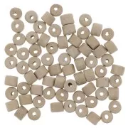 Perles tubes style Heishi en céramique 5x4 mm - Marron clair mat x20