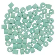 Perles tubes style Heishi en céramique 5x4 mm - Vert turquoise mat x20