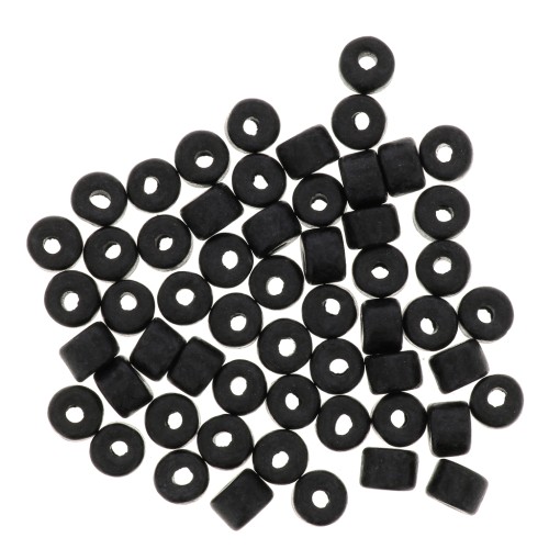 Perles tubes style Heishi en céramique 5x4 mm - Noir mat x20