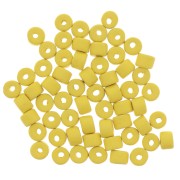 Perles tubes style Heishi en céramique 5x4 mm - Jaune mat x20