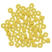 Perles tubes style Heishi en céramique 5x4 mm - Jaune mat x20
