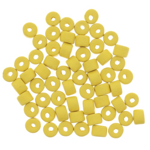 Perles tubes style Heishi en céramique 5x4 mm - Jaune mat x20