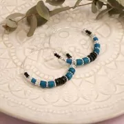 Perles tubes style Heishi en céramique 5x4 mm - Bleu canard mat x20