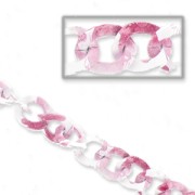 Chaîne en aluminium maille gourmette 23x19 mm imprimée Rose/Blanc x1m