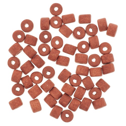 Perles tubes style Heishi en céramique 5x4 mm - Terracotta mat x20