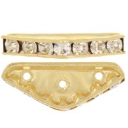 Rondelle Demi-Lune 3 trous 22x8 mm dorée Crystal  x1