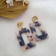 Clous d'oreilles tournesol 15 mm avec anneau fermé - Doré à l'or fin x2