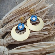 Clous d'oreilles marguerite 11x9 mm avec anneau fermé - Doré à l'or fin x2