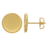 Clous d'oreilles pour cabochon fond plat 12 mm - Doré à l'or fin x2|raw }}