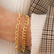 Bracelet maille Rombo double 6.8 mm en  Gold filled (or laminé)  x18 cm