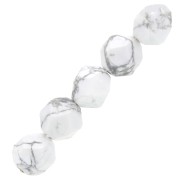 Perles hexagonales 8 mm pierre gemme - Howlite x10