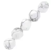 Perles hexagonales 8 mm pierre gemme - Howlite x10
