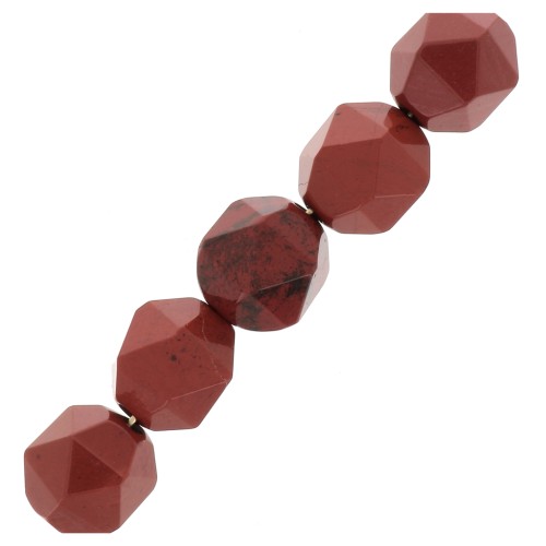 Perles hexagonales 8 mm pierre gemme - Jaspe Rouge x10